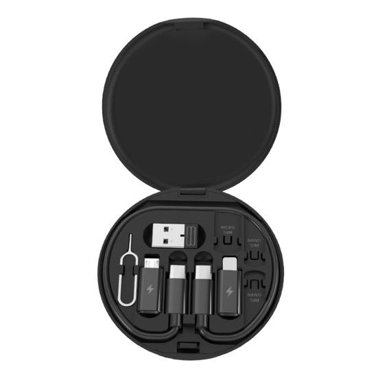 Data Cable Adapter Box USB 8-Pin for Android Convertor SIM Card Removal Pin Storage Slots Multi-function High Power Type-C