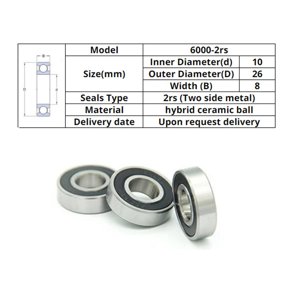 6000RS 10X26X8mm Deep Groove Miniature Bearing 6000-2RS Велосипедный подшипник Подшипники Шариковый подшипник