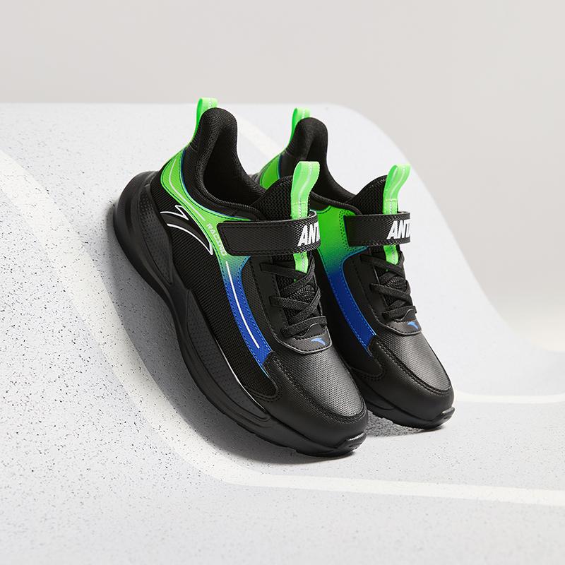 Anta Fashion Lightweight Shock Absorbing Low Top Running Shoes Kids Sneaker Black A12445580N-1