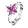 S925 Sterling Silver European and American Classic Best-selling Pomegranate Red Colored Gemstone Ring Jewelry