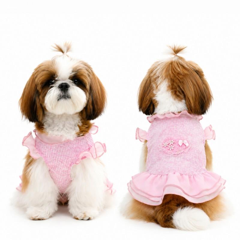 Pet Dress Small Dogs Pink Yellow Lace Sleeveless Cute Style XS To XXL