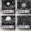 Black and White Tree Floral Pattern Bedroom Living Room Tapestry Home Wall Decoration Tapestry