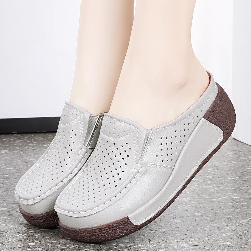 Кроссовки Женская обувь Лоферы на платформе Кожаные слипоны на плоской подошве Новая весенняя повседневная обувь 35-41