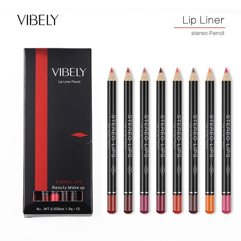 VIBELY 12 Colour Matte Lip Liner Waterproof Lip Trim Lipstick Pencil Lip Pencil