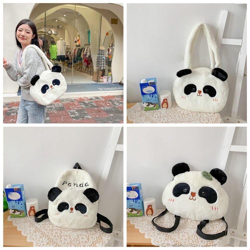Animal Students School Bag Plush Cartoon Messaage Bag Adjustable Panda Backpack Travel