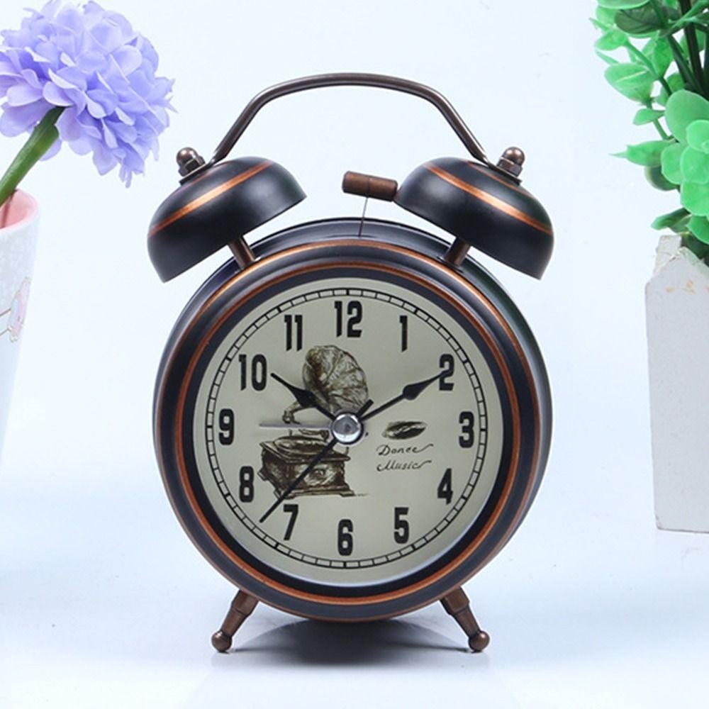 Plastic. Vintage Retro Alarm Clock Small Table Desk Quartz Clock Bedroom Living Room