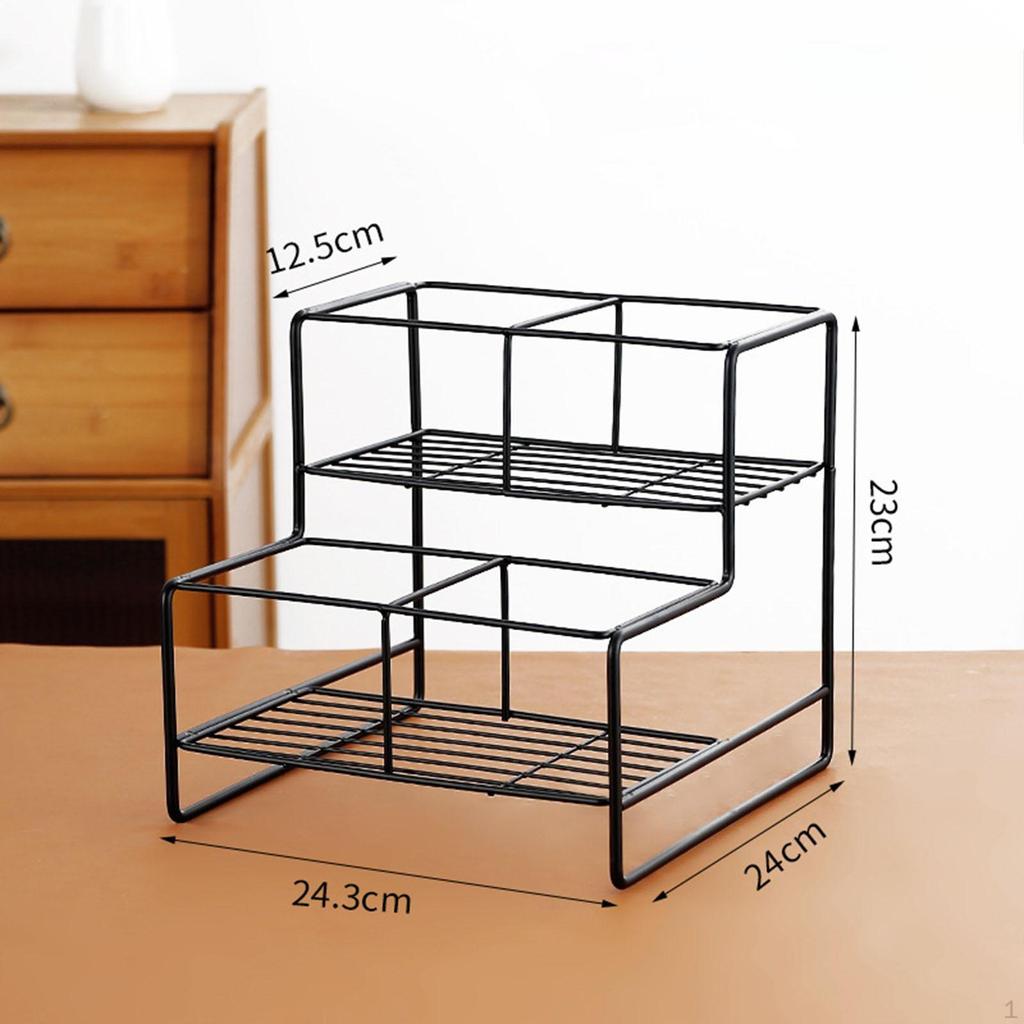 Coffee Syrup Rack Kitchen Countertop Organizer Bar Accessories Black Shelf for