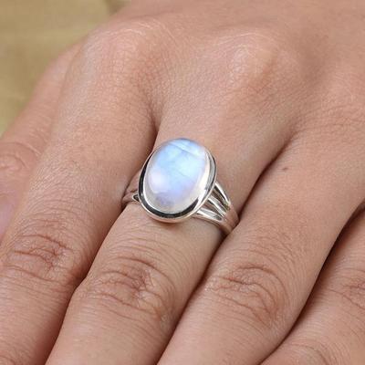 Серебро 925 пробы, овальное кольцо с радужным лунным камнем, дизайнерское кольцо ручной работы, овальное кольцо, кольцо в стиле бохо, подарок для нее, рождественский подарок