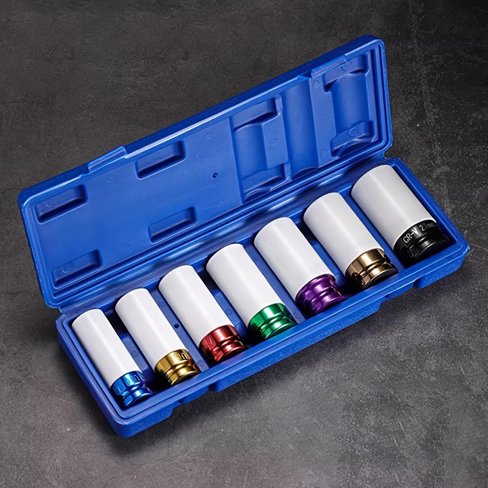 1/2" Привод Защита колеса Ударная головка, 7 шт. Набор глубоких ударных головок с тонкой стенкой, Не оставляющий следов Набор ударных головок для защиты шин