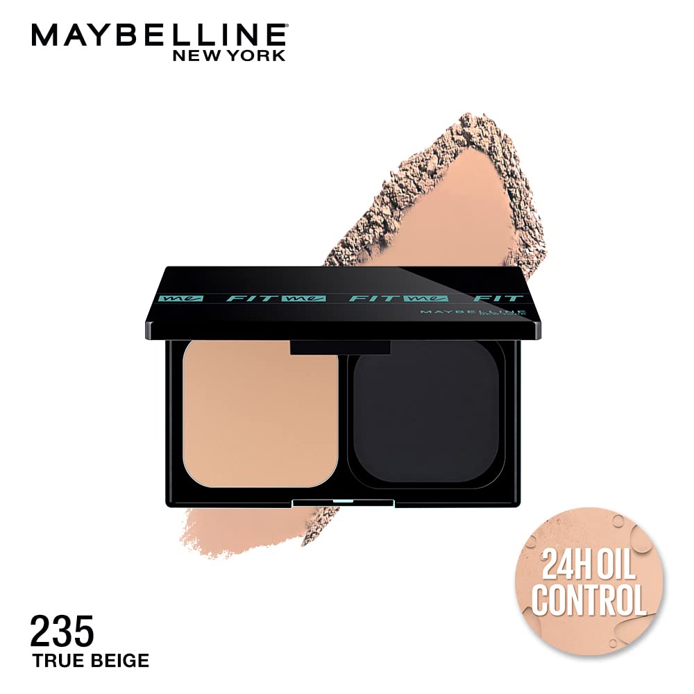 Maybelline New York Fit Me Powder Foundation 9g Shade 235 Full Matte Coverage SPF44 24Hr Oil Control Lightweight Shine Free Longlasting Makeup