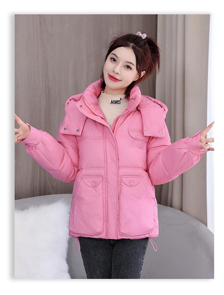 Осенне-зимнее женское пальто однотонное с капюшоном и большим карманом короткое свободное пальто утолщенная теплая студенческая куртка