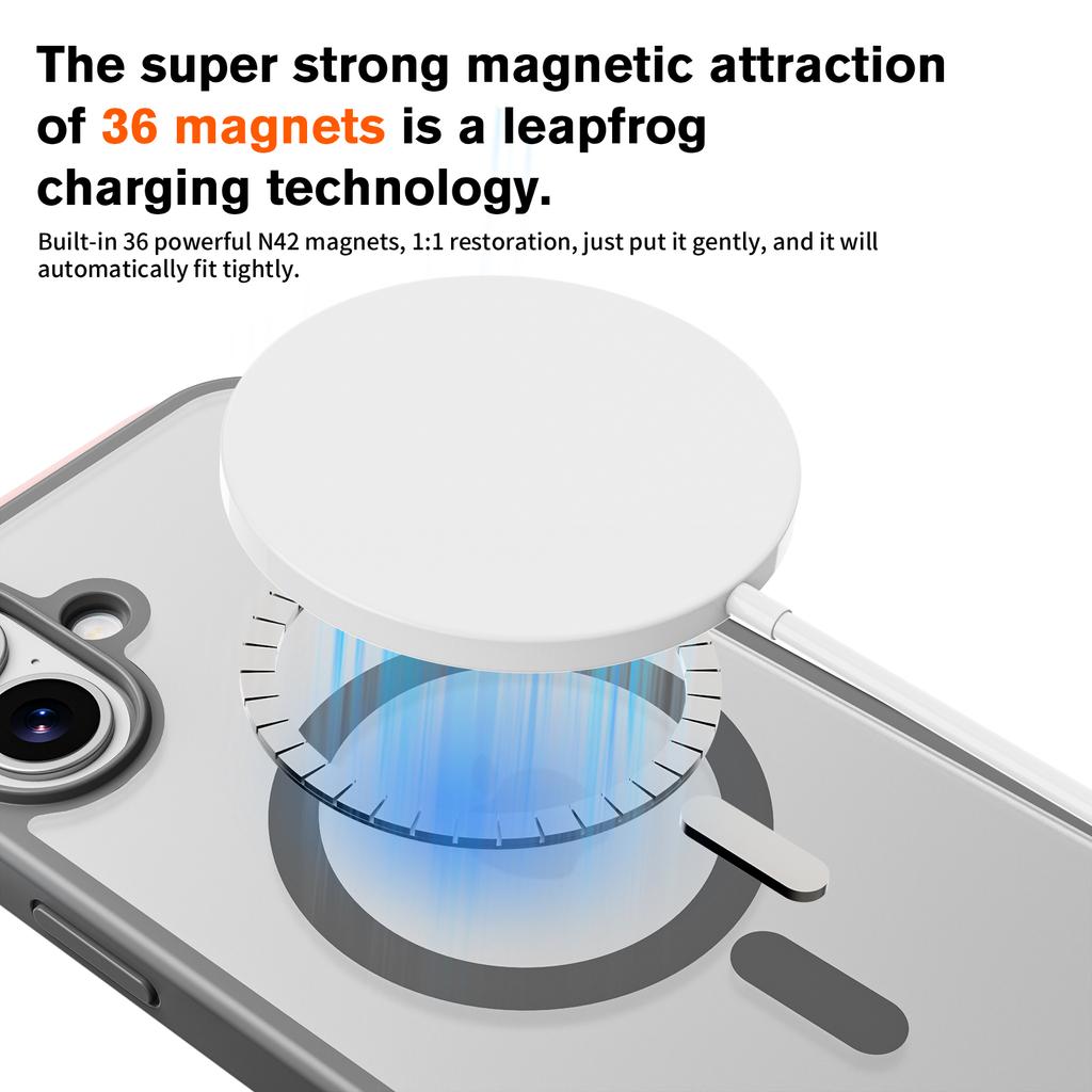 For iPhone 16 Plus Magnetic Case Compatible with MagSafe TPU+PC Phone Cover -  Grey