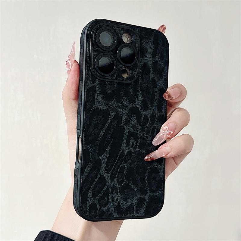 Роскошный Цветной Чехол для Телефона из Кожи с Леопардовым Принтом для iPhone 16 15 14 Plus 13 12 11 Pro Max Матовый Ударопрочный Мягкий Бампер