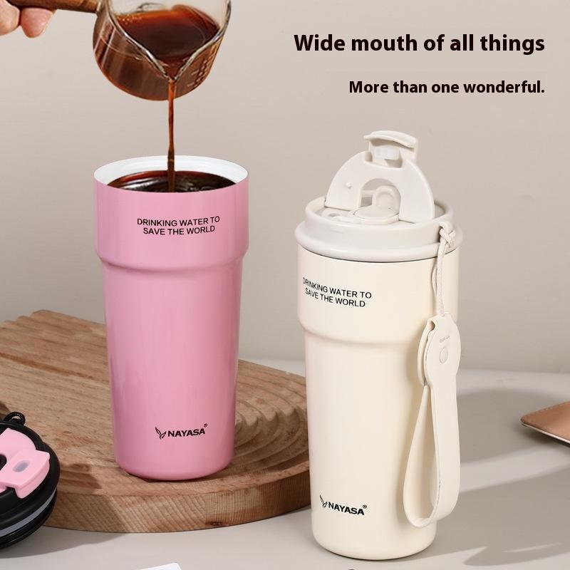 New High Beauty Insulated Cup Ceramic Coated Inner Pot Coffee Cup for Girls Portable and Accompanying Men Straw Car Water Cup