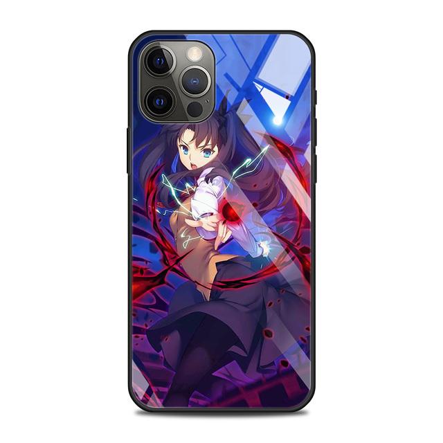Tempered Glass Case For Iphone 12 11 Pro Max 14 13 Fundas X Xr Xs Max 8 7 6s Plus Cover Shell Fundas Fate Zero Tohsaka Rin