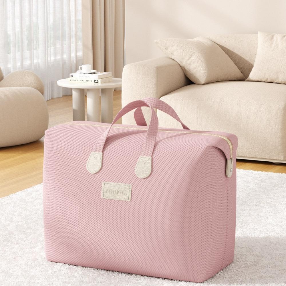 Pink Clothes Quilt Organizer Bag Large Capacity Weekend Travel Bag Durable Duffel Bag