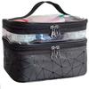 Black Double-Layer Cosmetic Bag with Transparent Top – Travel Organizer