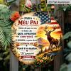 2D Flat, 1pc Portuguese Fathers Day Aluminum Sign, Vintage Deer Sunset Patriotic Design, "Para Meu Pai" Quote Decorative Sign for Home, Pub, Cabin