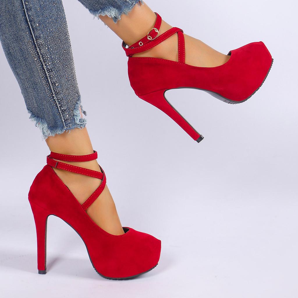 Women Pumps 2024 New Round Toe Platform High Heels Women Buckle Strap Sexy Stiletto High Heels Shoes for Women Zapatos De Mujer