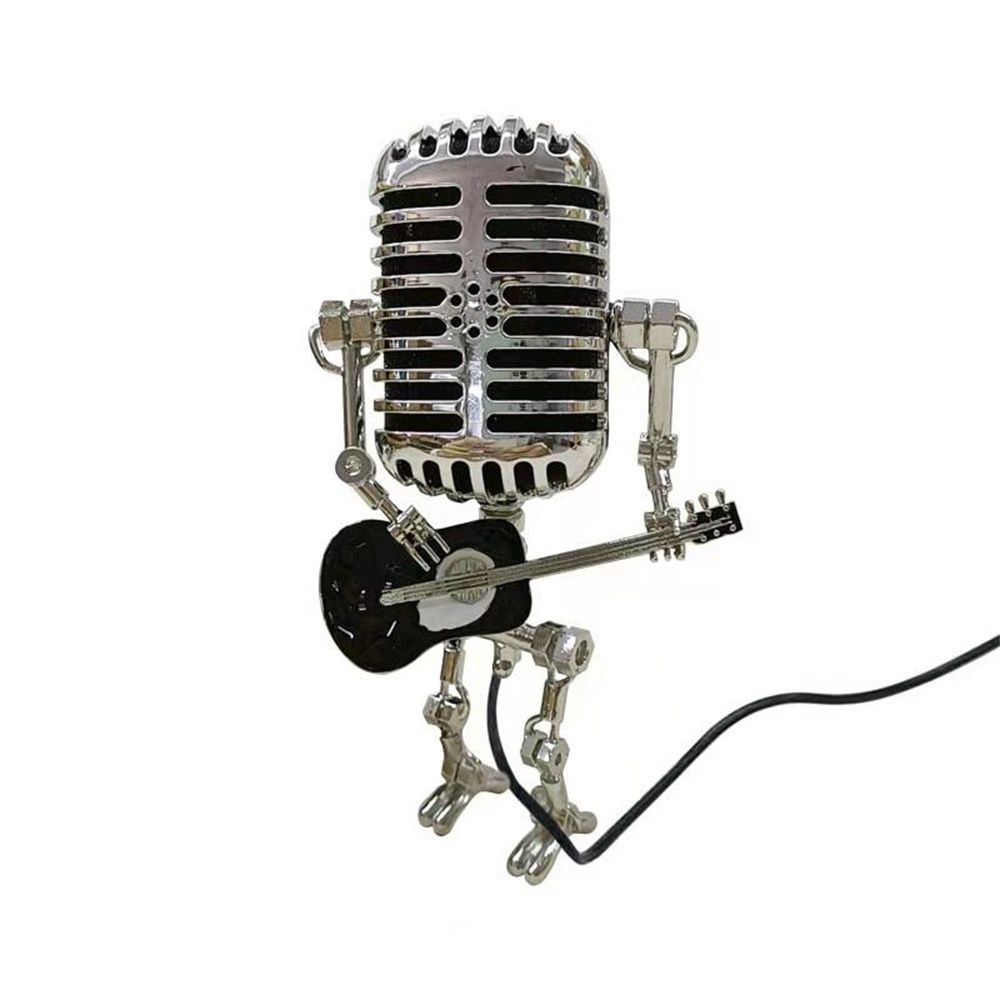 Светящиеся USB украшения Ретро робот Микрофон для игры на гитаре Украшения Настольная лампа