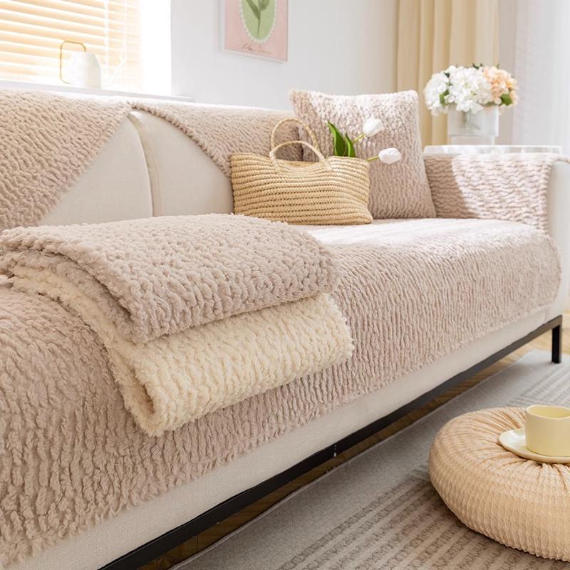 Thicken Plush Sofa Cushion Winter Warm Sofas Mat Towel Anti-slip Universal Couch Covers Pets Kid Soft Sofa Blanket Living Room