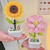 Flowers Bouquet Building Block Sunflower  Model Assembly Decoration Toys Kids Christmas Gift