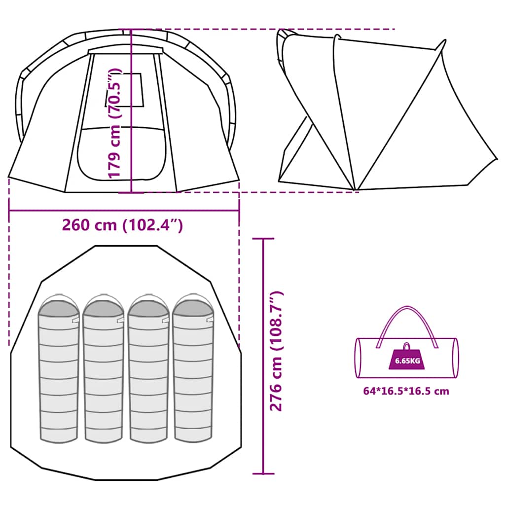 Fishing Tent for 4 Persons Brown Waterproof