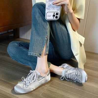 Осень новая балетный стиль милая девушка круглый носок атласные спортивные туфли на платформе бант повседневные