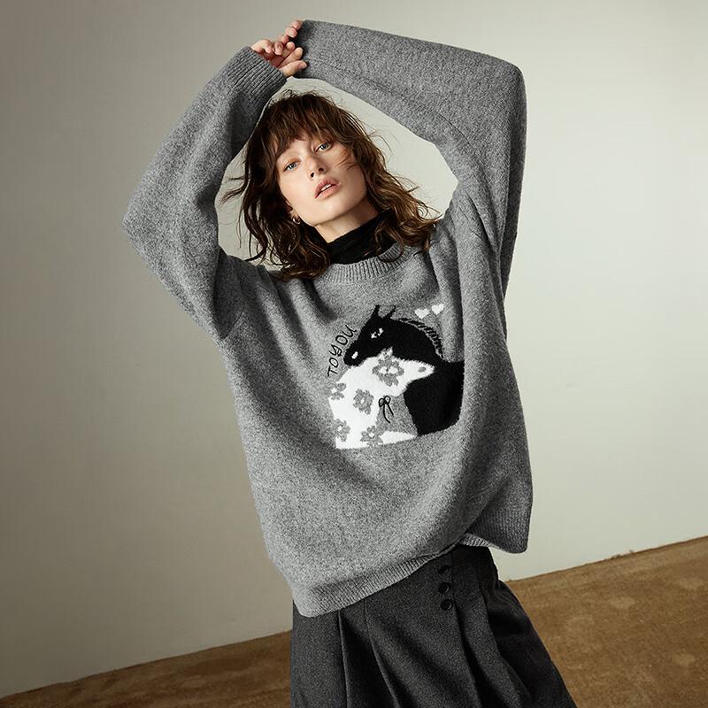 Chuyu Women's Jacquard Knit Wool Blend Sweater