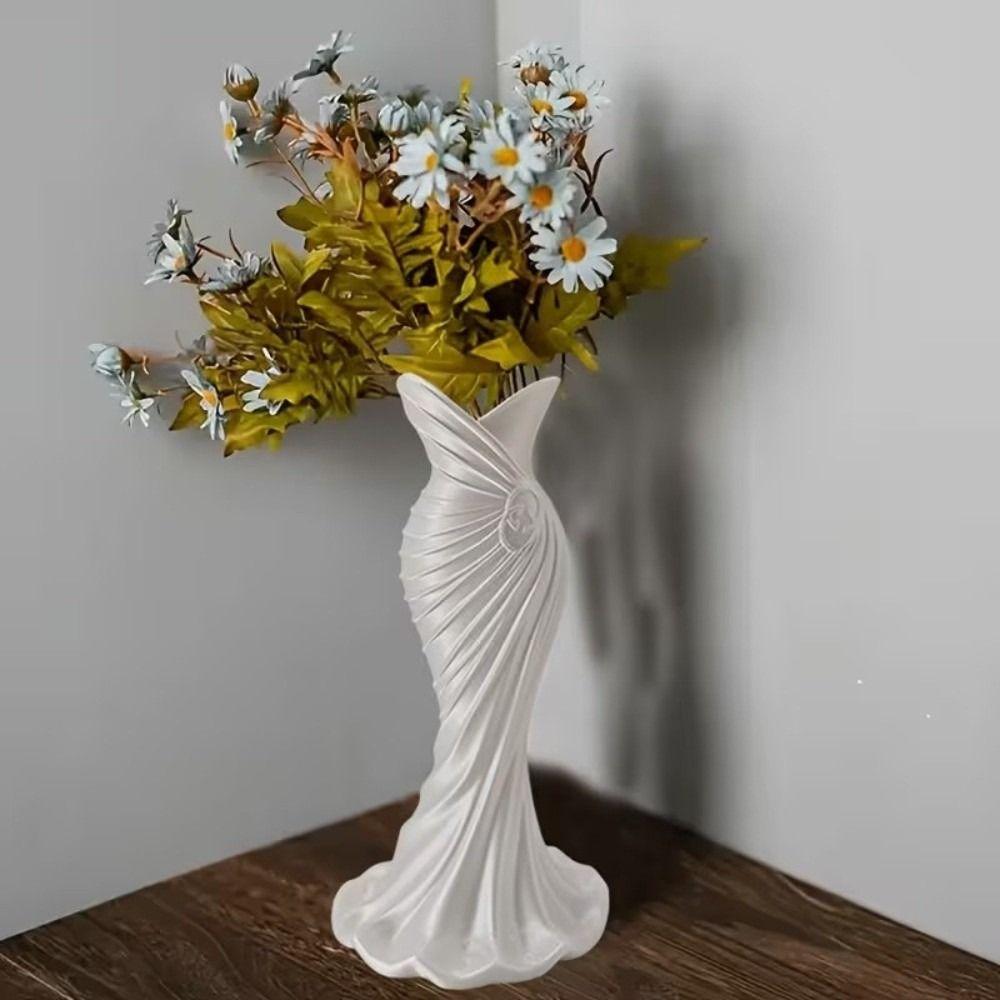 Flower Arrangement 3D Printed Flower Vases Gown-Shaped Decorative Vase  Home Desktop Decorations