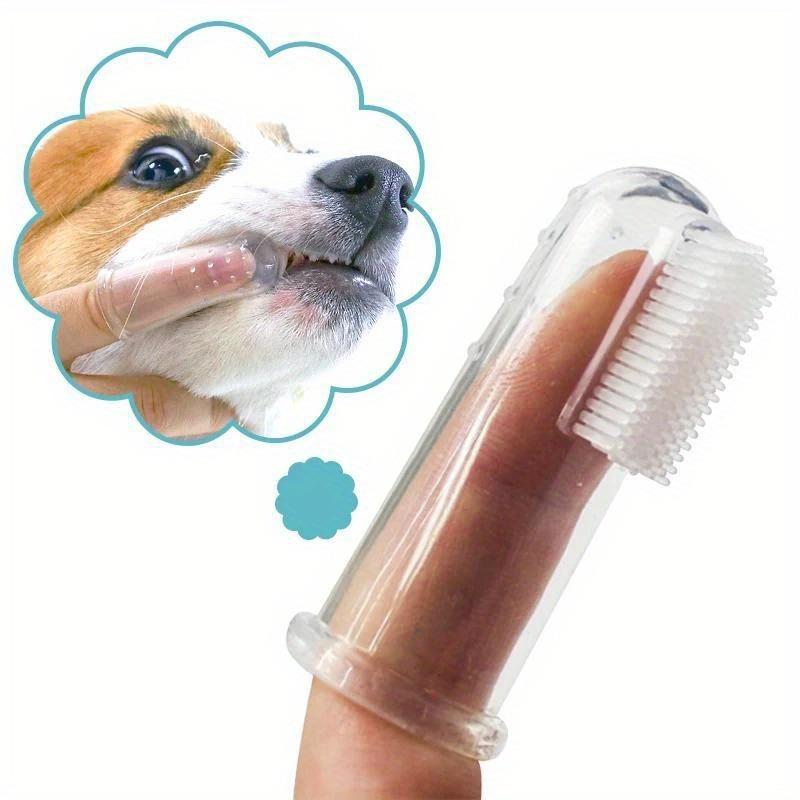 3pcs Pet Finger Toothbrush for Dogs and Cats - Ultra Soft Silicone Bristles Gently Remove Tartar and Bad Breath - Manual for Small and Large Pets