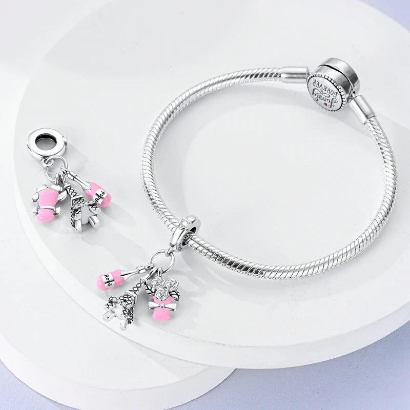 Happy Birthday Pink Color Travel Camera Compass Colorful Bike Charms Fit Bracelet Diy Jewelry Making