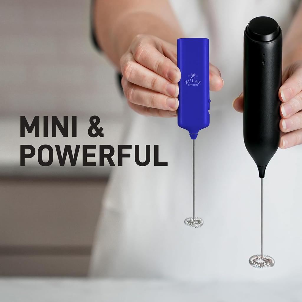 Mini & Mighty Milk Frother Wand – Powerful Handheld Coffee Frother, Battery Operated Drink Mixer – Compact Pocket Size – Detachable Whisk for