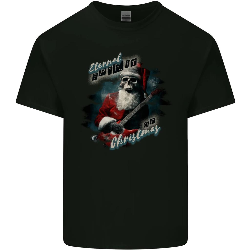 Eternal Spirit Santa Skull Christmas Rock Guitar T-Shirt Boys Girls