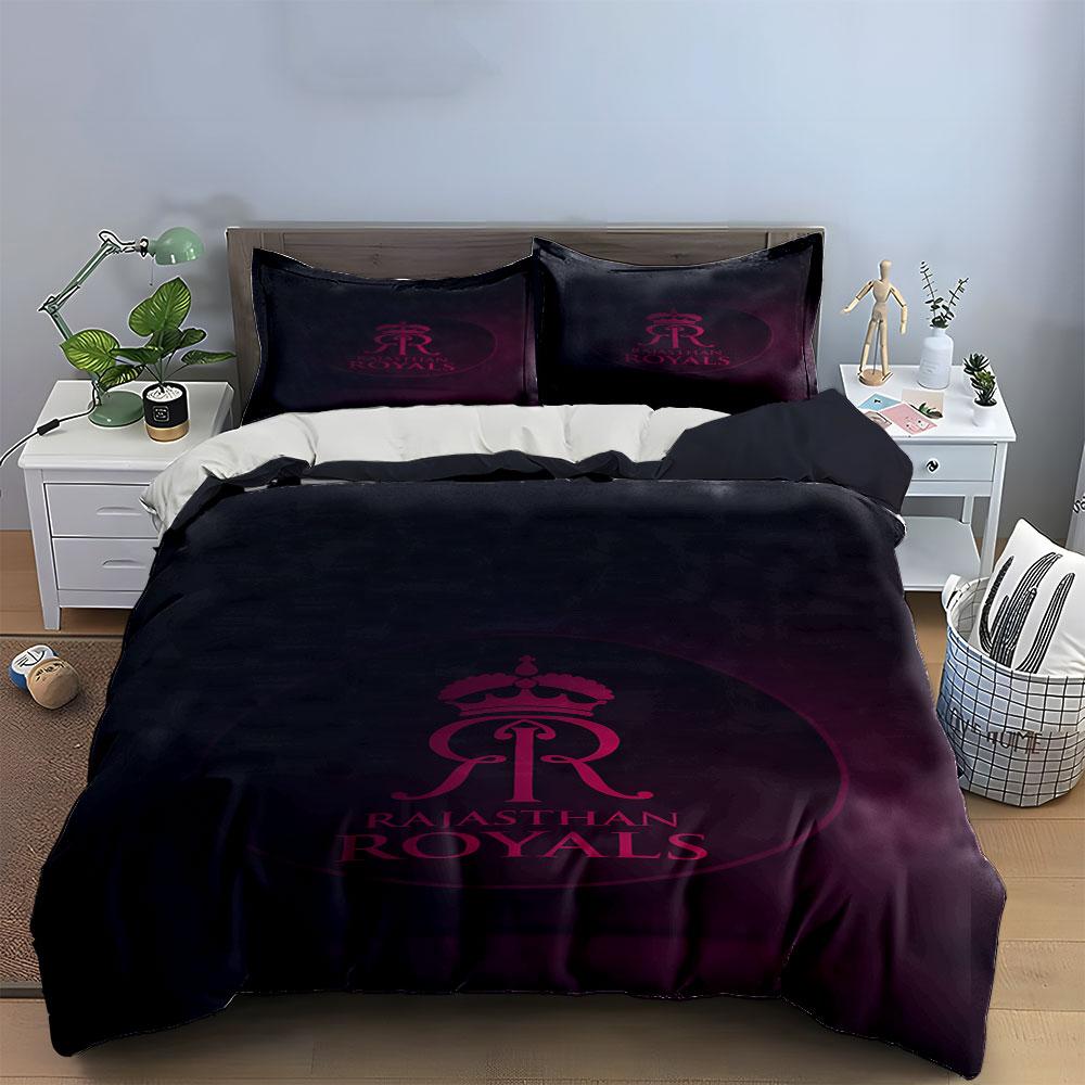 Rajasthan Royals Logo Design Bedding Print Bedding Set Duvet Cover Pillowcases (1* Duvet Cover 2* Pillowcases Do Not Include Comforter)