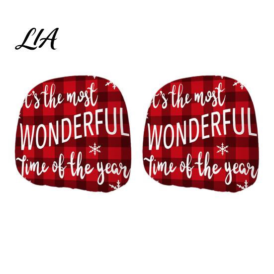 Soft Polyester Seat Cushion 2Pcs Christmas Car Headrest Covers, Elastic Holiday Printed Head Rest Cover, Vehicle Interior Styling Funny Auto