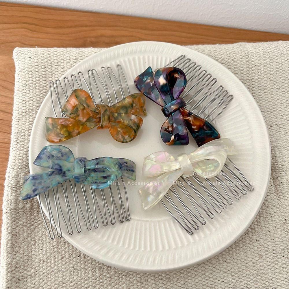 Barrettes Bowknot Hairpin Women Hair Comb Korean Barrettes Acetic Acid Hair Clips Girl Bangs Clip