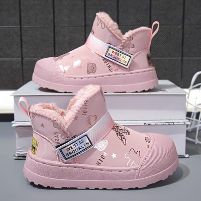 Повседневные зимние ботинки средней высоты для девочек с однотонным дизайном — сезон осень/зима, застежка-липучка