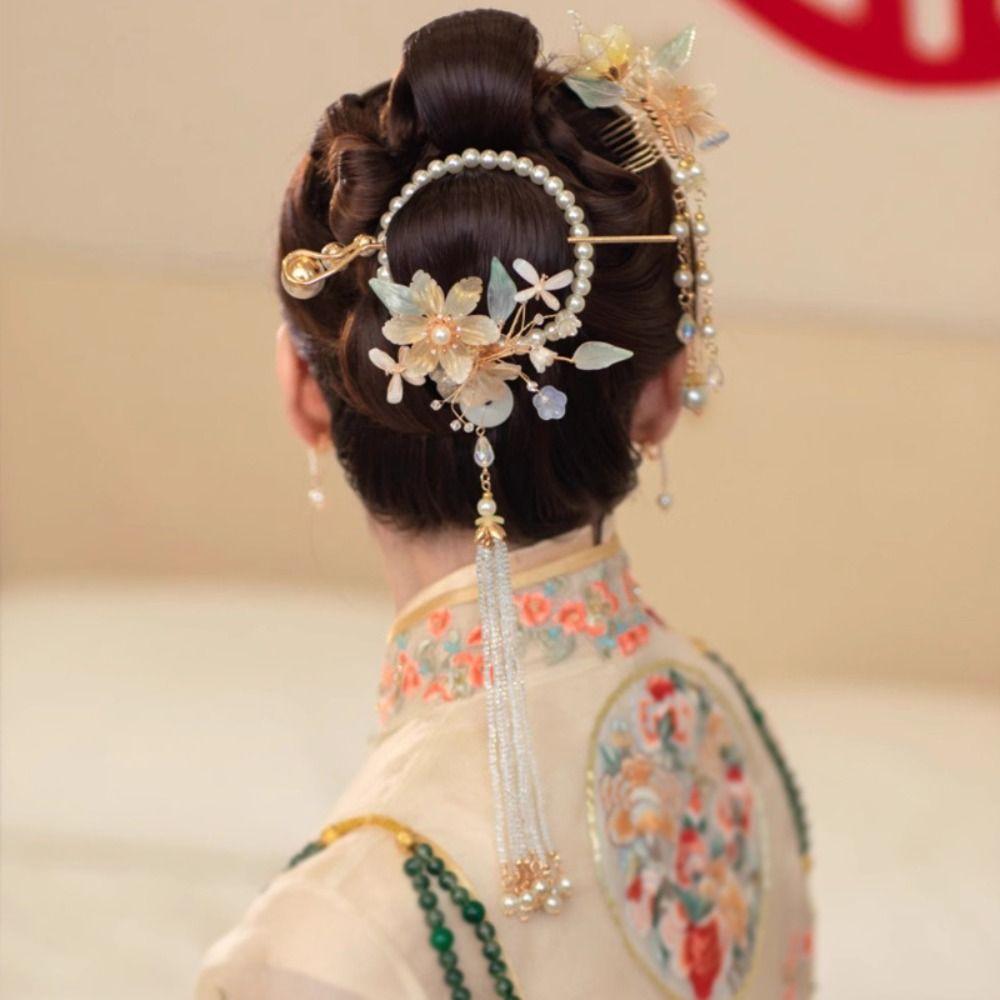 Подтонированные свадебные головные уборы Пластиковые серьги Жемчужная шпилька для волос Женщины