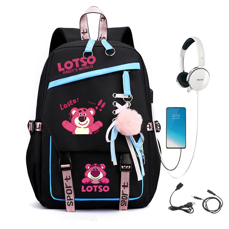Sweet Strawberry Bear Children'S Backpack Lightweight Ridge Protection Large Capacity Primary And Secondary School Student Burden Reduction School Bag