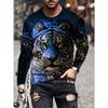 Мужская футболка с 3D-принтом в виде цифрового тигра и капель воды, с круглым вырезом и коротким рукавом для летнего отдыха на свежем воздухе, оригинальные и шикарные топы для мужчин