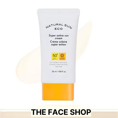 Солнцезащитный крем Natural Sun Eco Super Active SPF50+ PA++++ – Защитный крем от УФ-лучей 50 мл