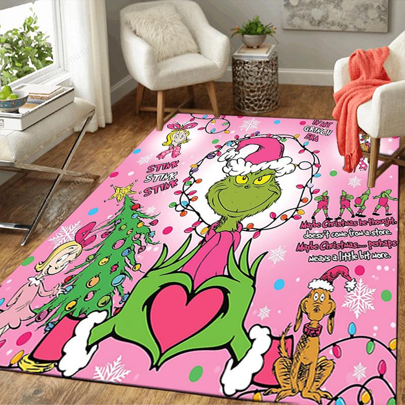 1Pc Grinch Christmas Decorations Rug Office Carpet Indoor Outdoor Doormat Nonslip Soft Living Room Christmas Halloween Gift D922601