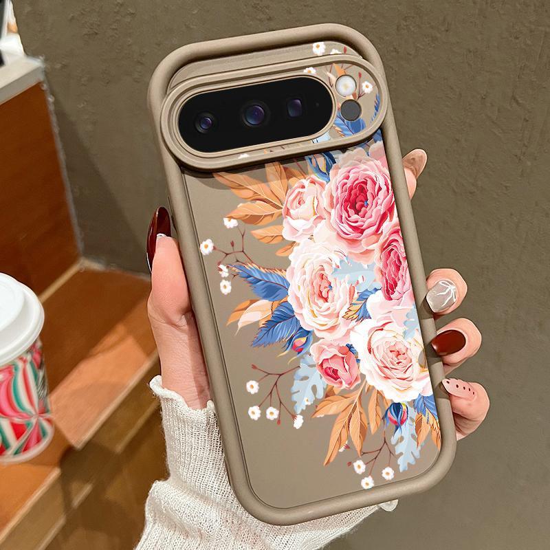 Для Google Pixel 9 8 Pro Xl 8a противоударный желтый розовый цветочный узор силиконовый мягкий защитный чехол для линз однотонный противоударный матовый чехол для телефона