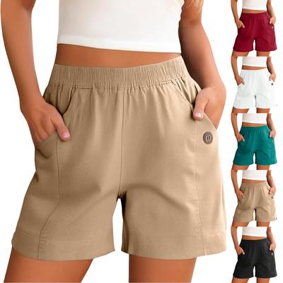 Женские шорты с высокой талией и шнурком до колена, эластичные удобные шорты с карманами
