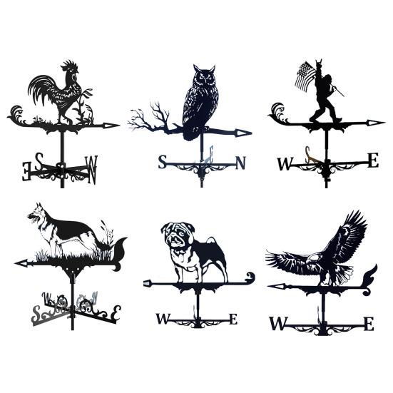 Металлический флюгер Ретро Петух Собака Птица Флюгер Черный Животный Флюгер Индикатор Направления Ветра для Крыши Уличный Фермерский Двор Сад Беседка Декор