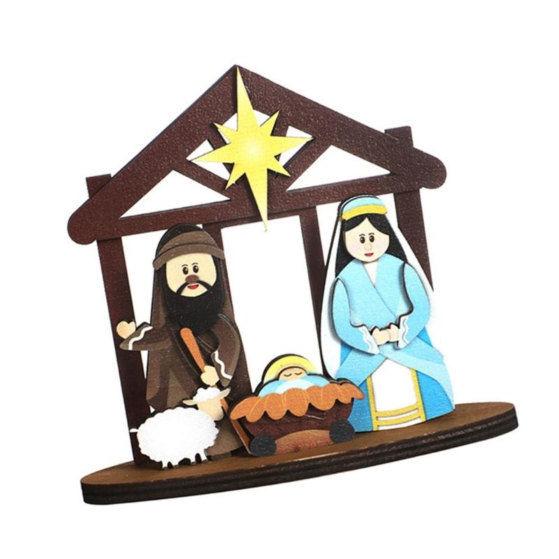 Рождественский набор Маленький рождественский вертеп Набор настольных декораций Миниатюрный рождественский орнамент для рождественского декора