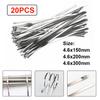 20pcs Stainless Steel Cable Ties Length 150/200/300mm Exhaust Wrap Self-Locking Cable Zip Tie Multi-Purpose Metal Locking Ties