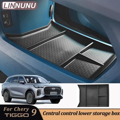 Linnunu для Chery Chirey Tiggo 9 Pro Max 2025 2024 Автомобильный центральный блок управления Нижний ящик для хранения Аксессуары для интерьера TPE Коврик против грязи