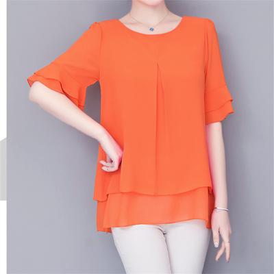 2022 Блузка, свободный топ, женские шифоновые рубашки с рукавами-бабочками, летняя женская одежда средней длины, новая корейская рубашка, топы с рюшами
